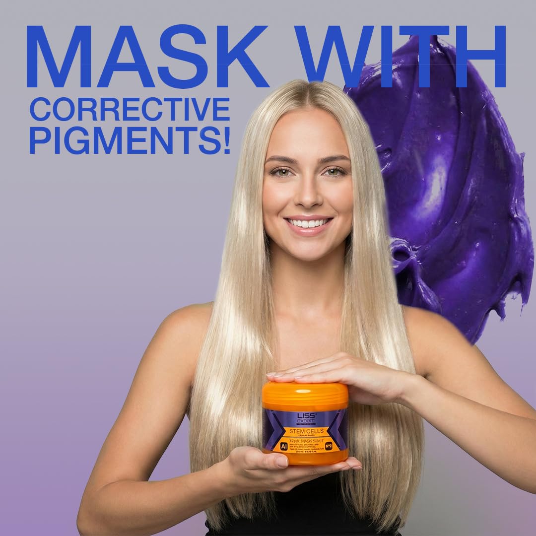 Liss Expert Stem Cells Purple Magic Hair Mask | Argan Oil, Keratin & Hyaluronic Acid Deep Conditioning Mask | Hydration, Shine & Frizz Control for All Hair Types | 250 ml / 8.45 fl oz