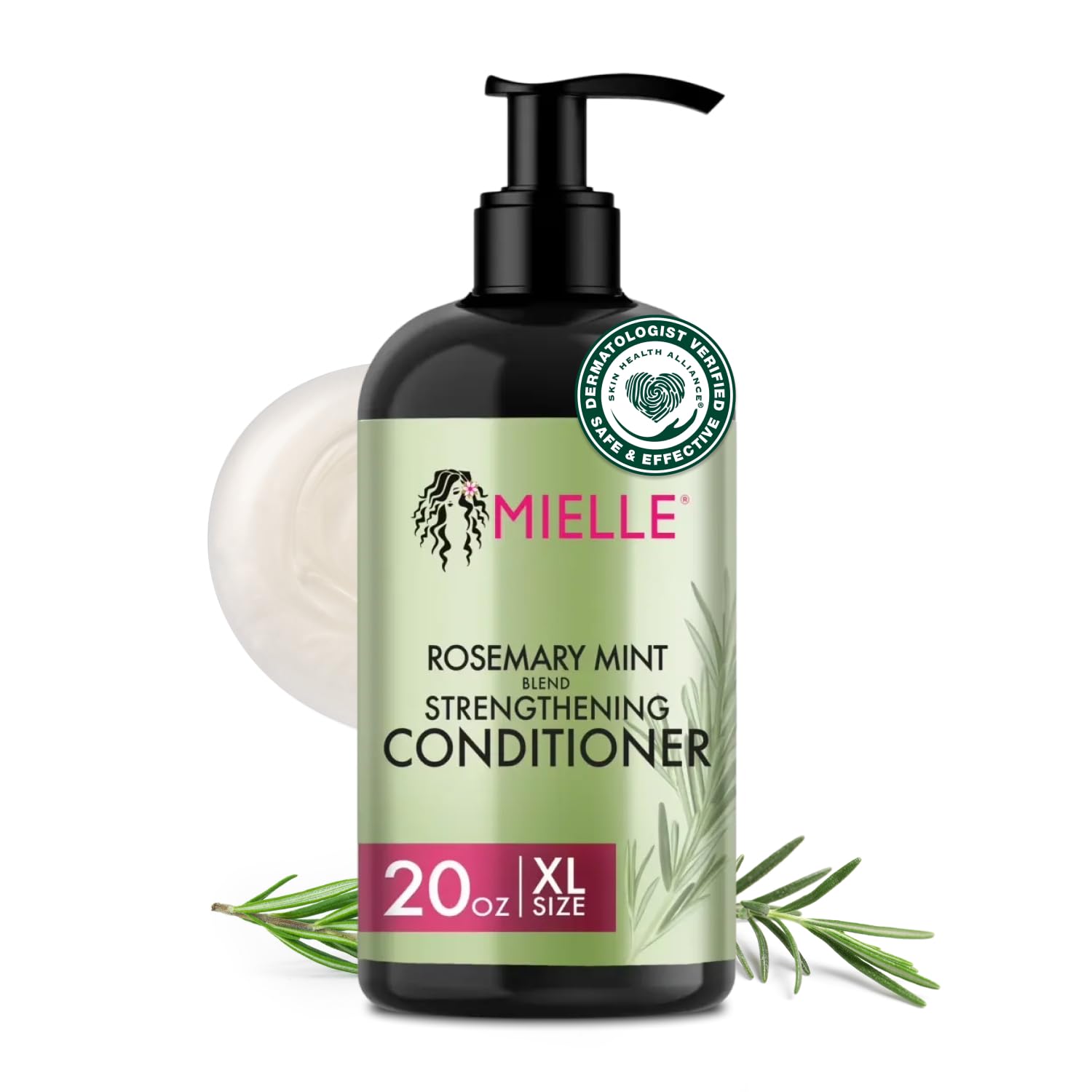 Mielle Organics Rosemary Mint Strengthening Hair Conditioner for Women & Men - Biotin Infused Detangling & Hydrating Conditioner to Increase Manageability & Support Longer, Healthier Strands, 12 oz
