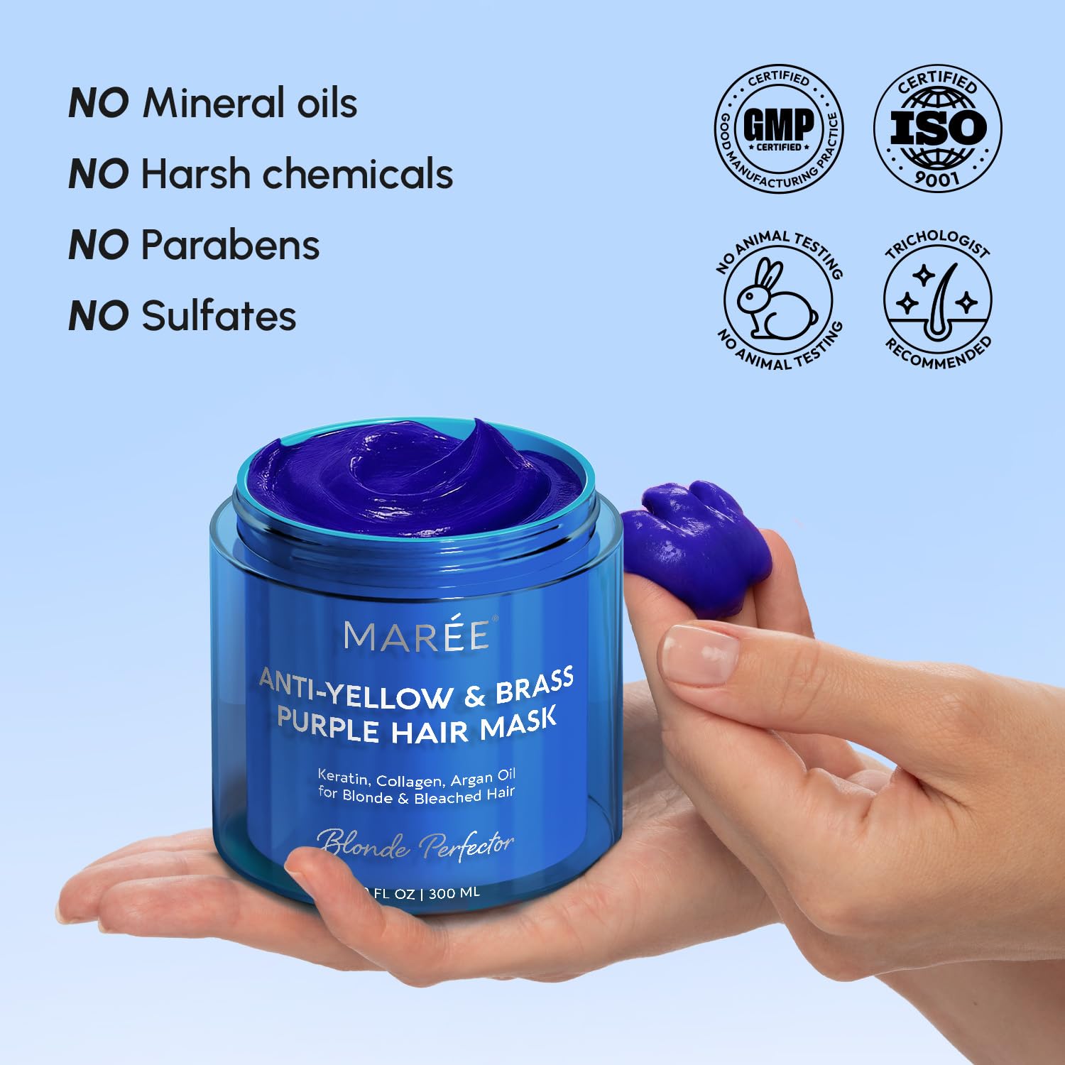 MAREE Anti Yellow Purple Hair Mask for Damaged Hair - Purple Deep Conditioner & Blonde Toner - Hydrating Deep Conditioning for Dry, Curly, Blonde, Orange, Brassy, Bleached - Mascarilla para el Cabello